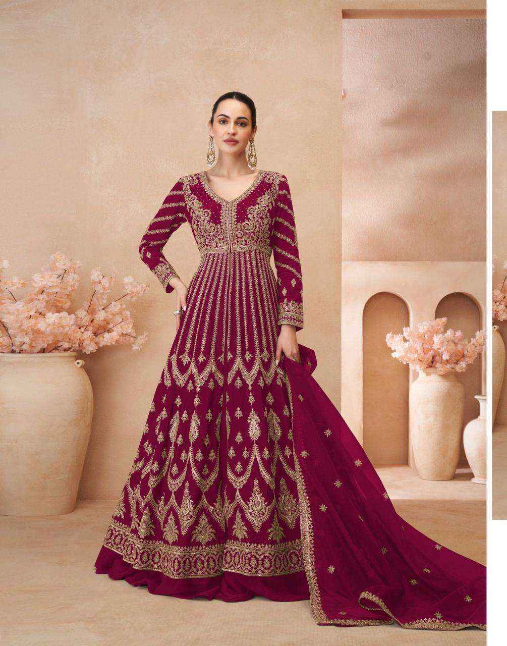 Sayuri Designer Naari Readymade Chinon Silk Dress 5 pcs Catalogue