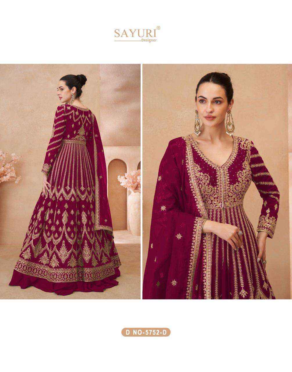 Sayuri Designer Naari Readymade Chinon Silk Dress 5 pcs Catalogue