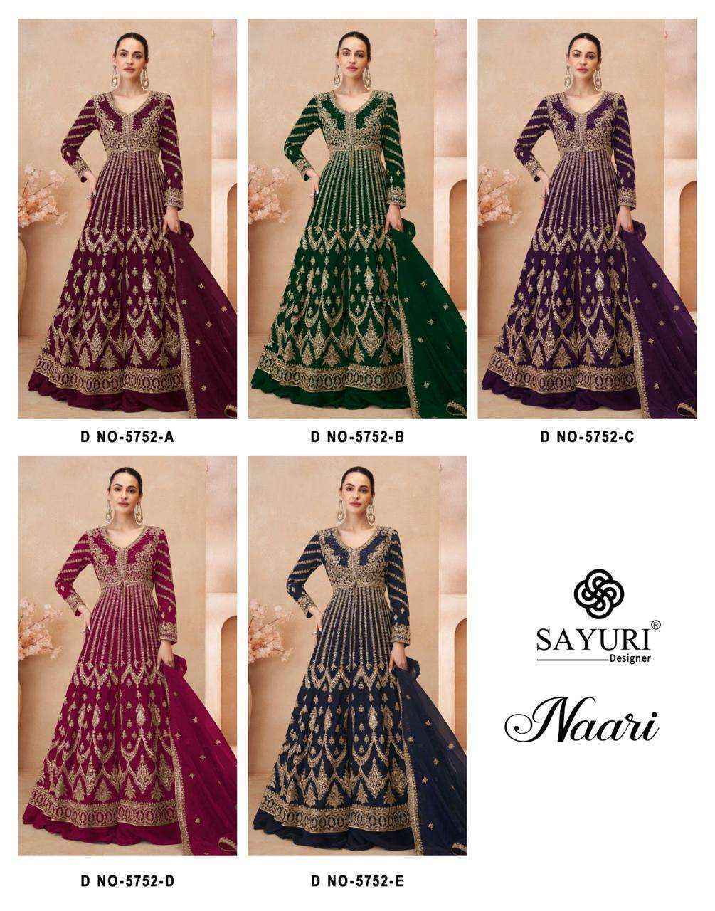 Sayuri Designer Naari Readymade Chinon Silk Dress 5 pcs Catalogue