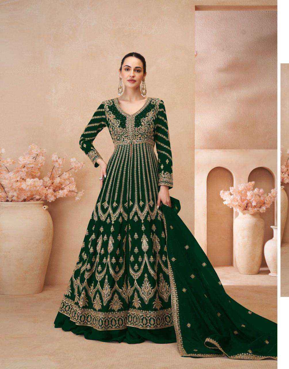 Sayuri Designer Naari Readymade Chinon Silk Dress 5 pcs Catalogue