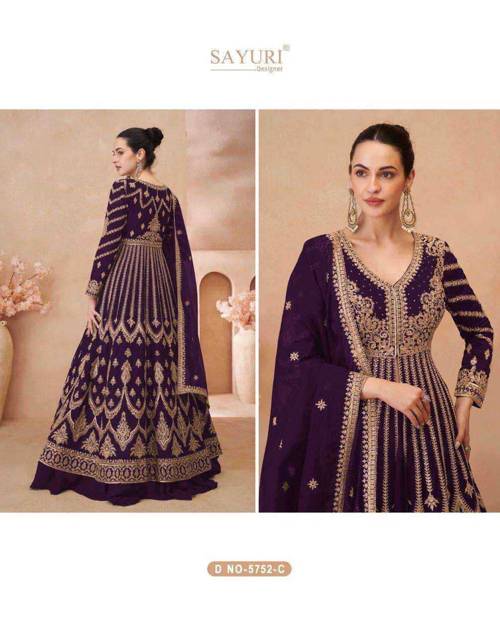 Sayuri Designer Naari Readymade Chinon Silk Dress 5 pcs Catalogue