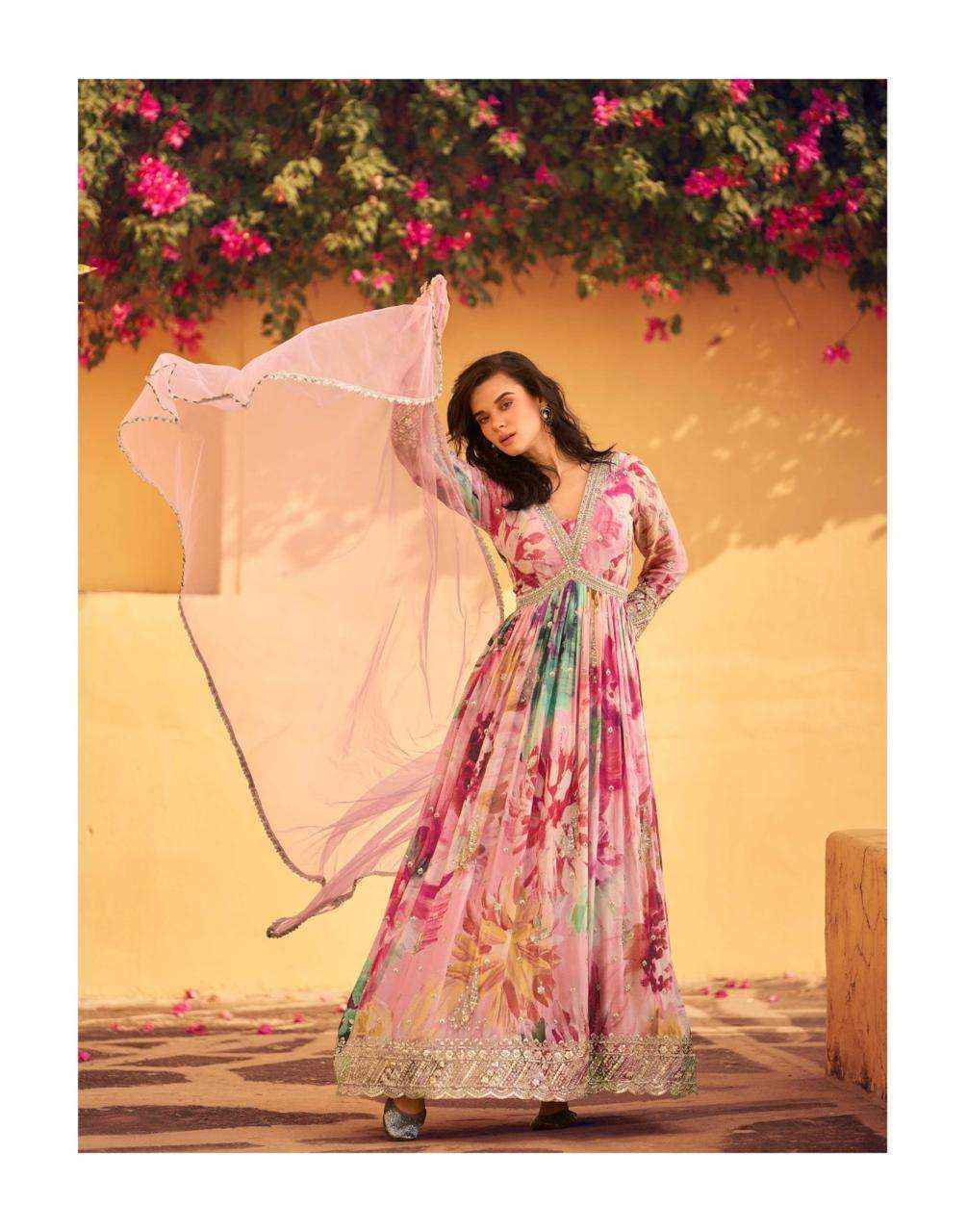 Sayuri Designer Rani Readymade Chinon Silk Dress (5 pcs Catalogue)