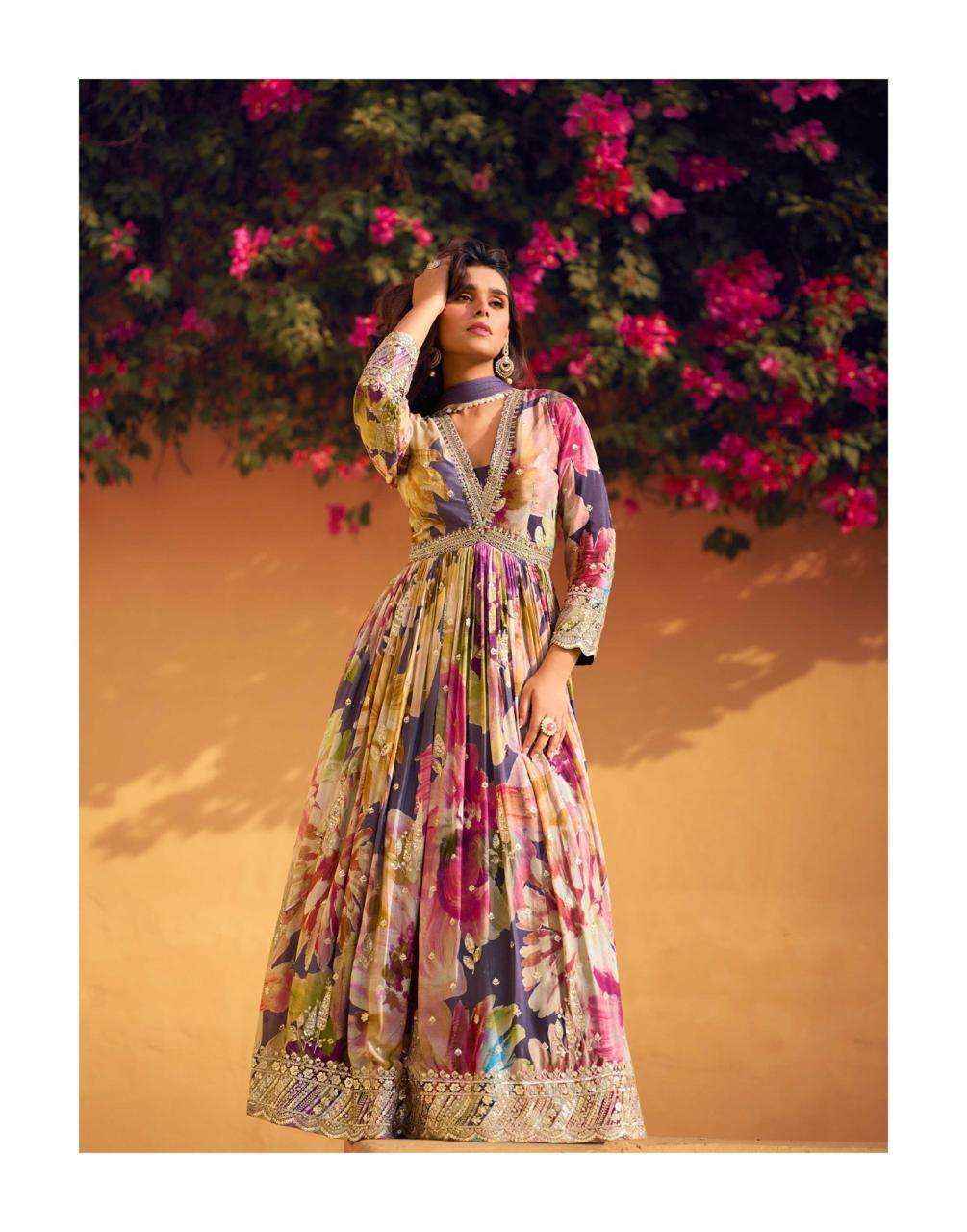 Sayuri Designer Rani Readymade Chinon Silk Dress (5 pcs Catalogue)