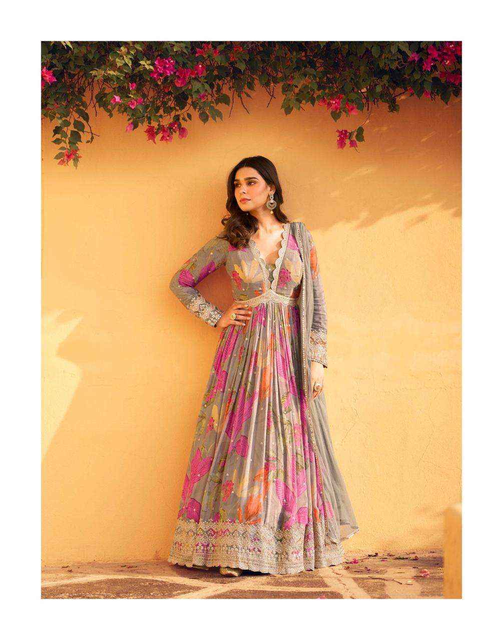 Sayuri Designer Rani Readymade Chinon Silk Dress (5 pcs Catalogue)