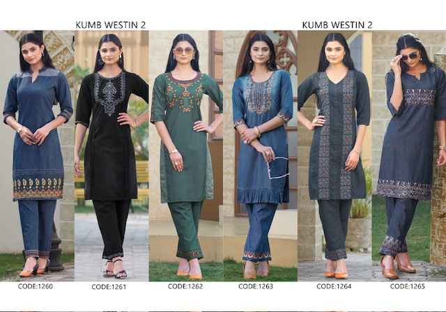 Seriema Kumb Westin Vol 2 Denim Cotton Kurti With Bottom 6 pcs Catalogue