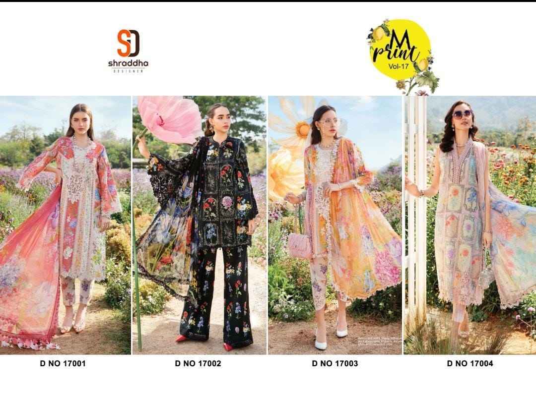 Shraddha Designer M Print Vol-17 Pakistani Lawn Cotton Dress Material (4 pcs Catalogue)