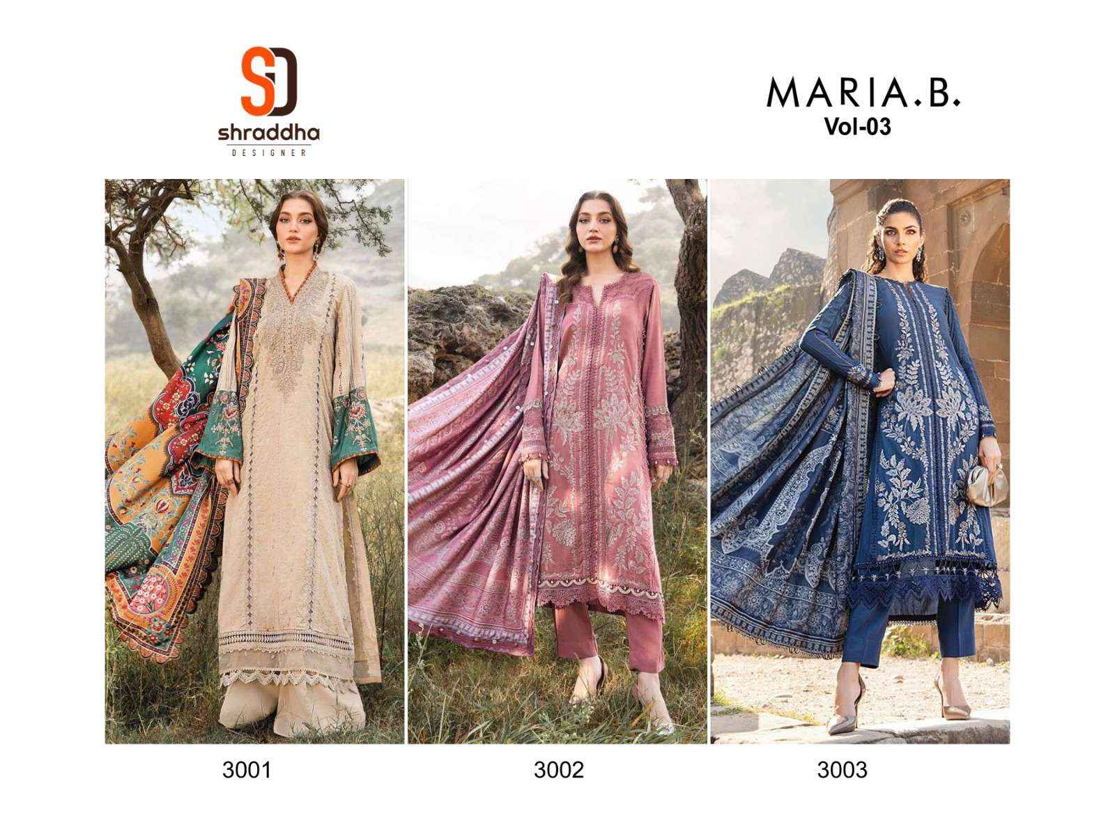 Shraddha Designer Maria B Vol 3 Viscouse Rayon Dress Material 3 pcs Catalogue