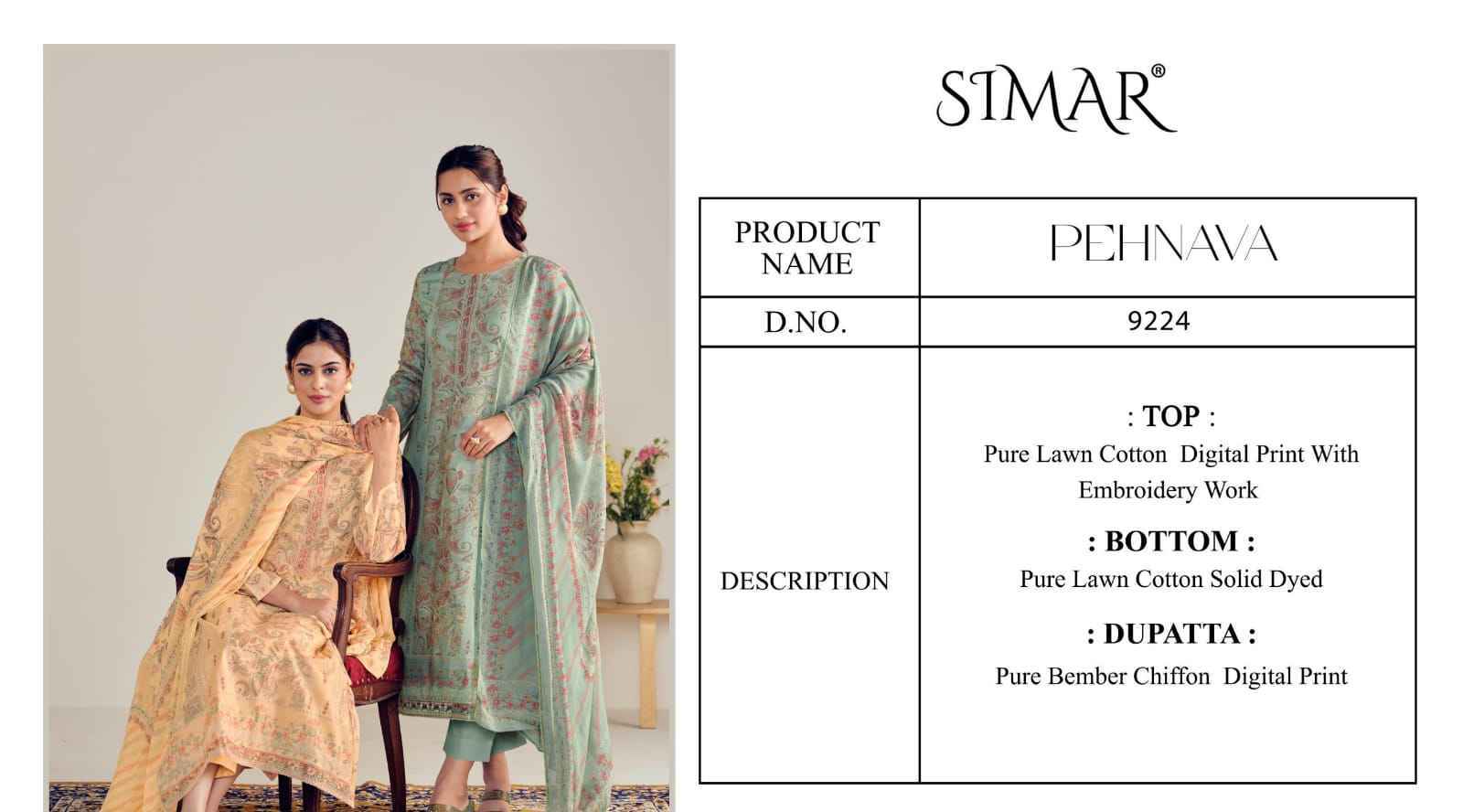 Simar Pehnava Lawn Cotton Dress Material 4 pcs Catalogue