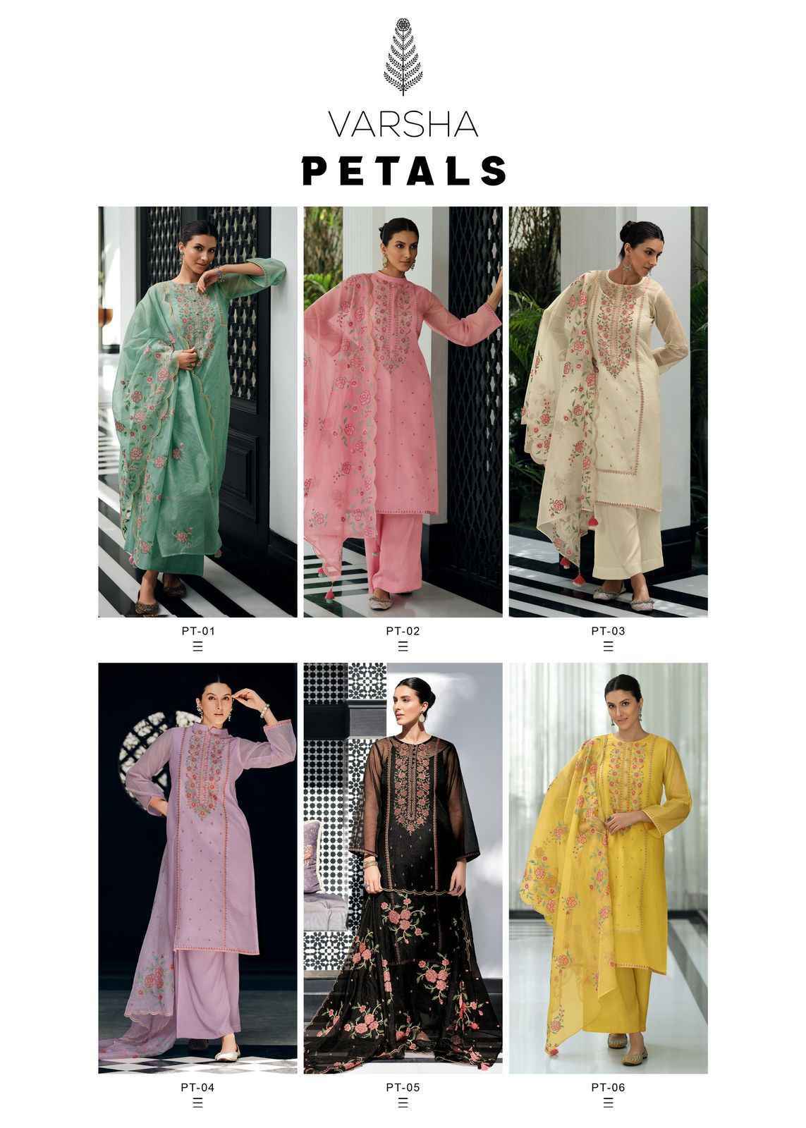 Varsha Petals Super Net Dress Material (6 pcs Catalogue)
