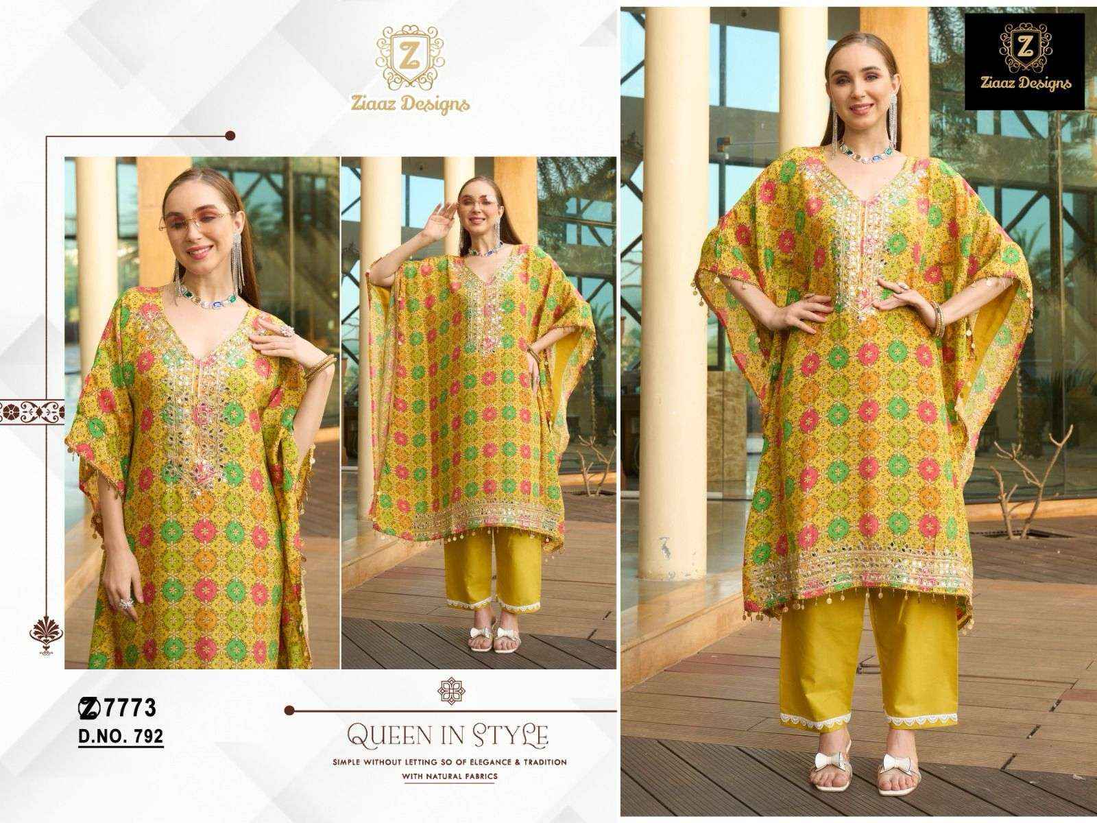 Ziaaz Designs Code 788 to 792 Readymade Crepe Dress 5 pcs Catalogue