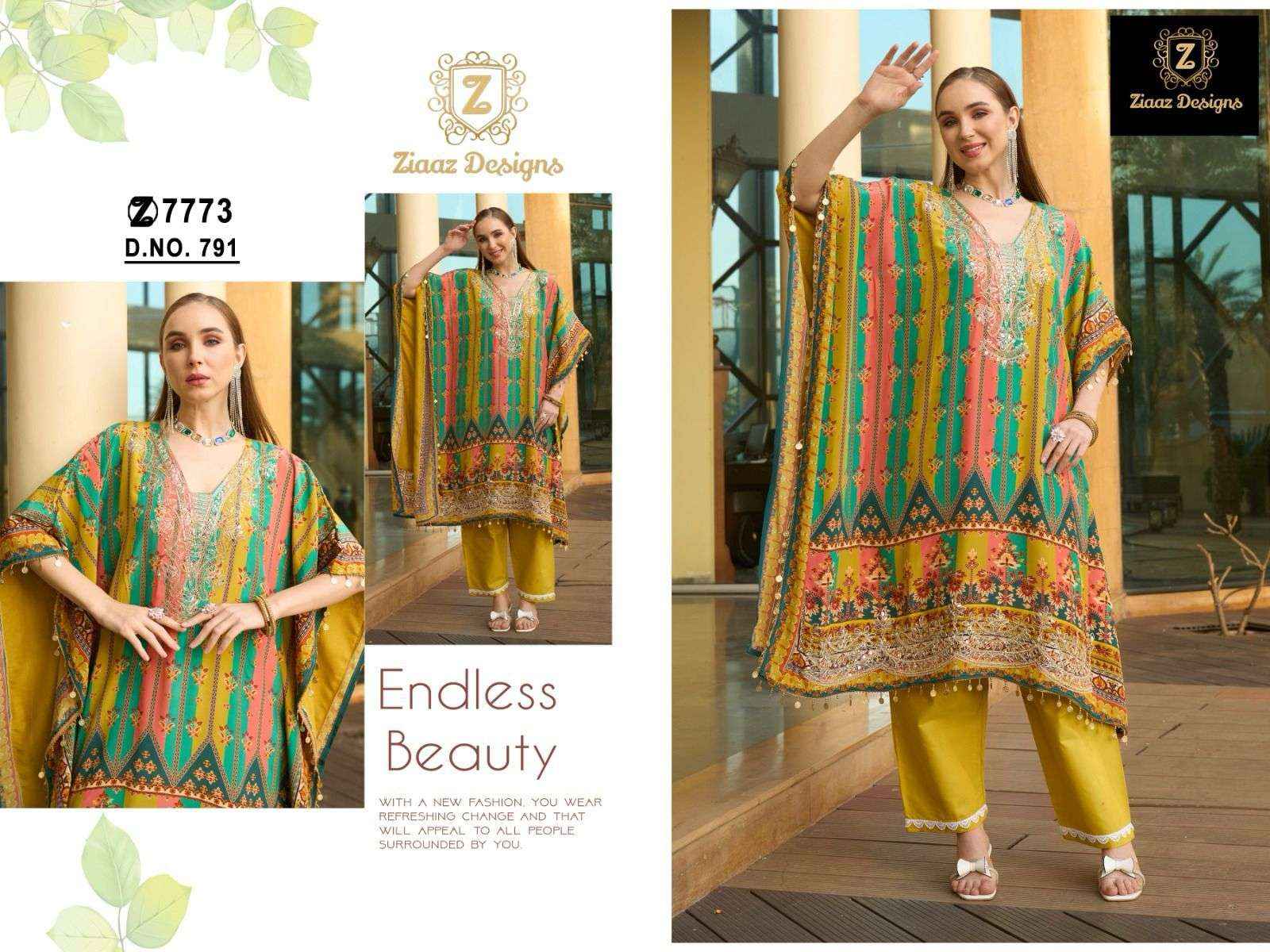 Ziaaz Designs Code 788 to 792 Readymade Crepe Dress 5 pcs Catalogue