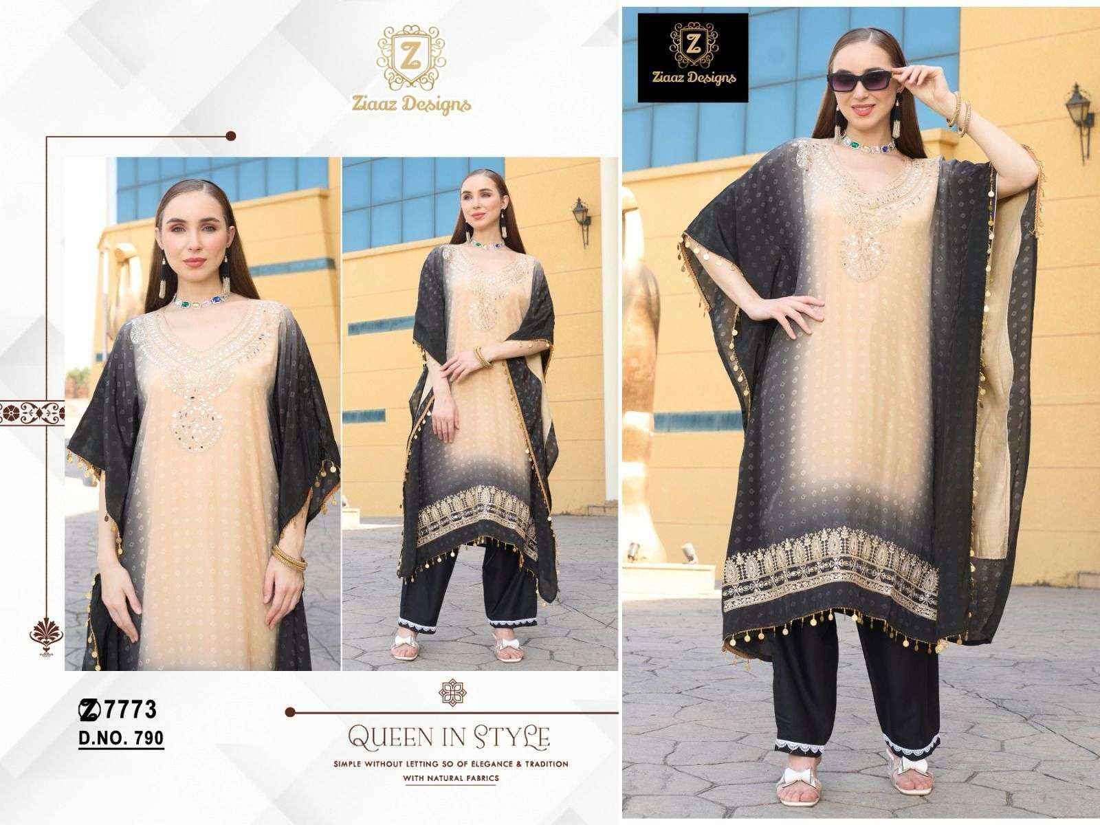 Ziaaz Designs Code 788 to 792 Readymade Crepe Dress 5 pcs Catalogue