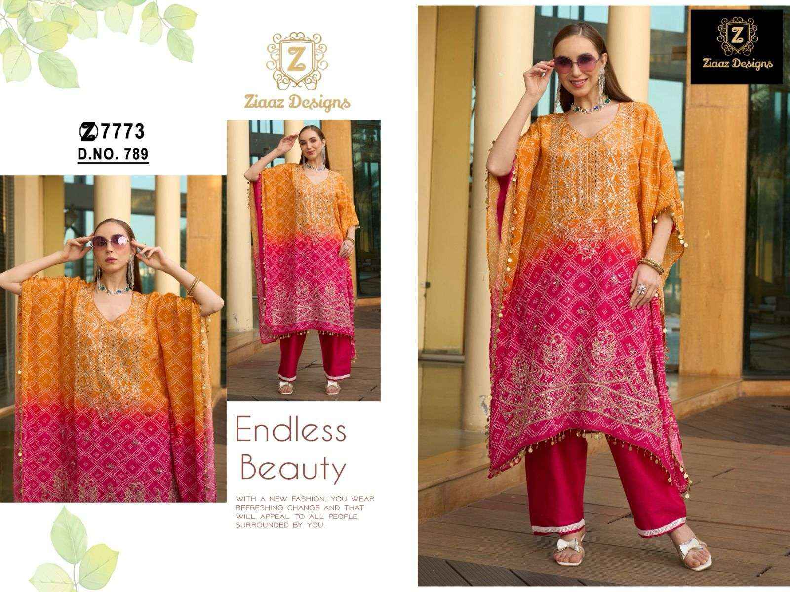 Ziaaz Designs Code 788 to 792 Readymade Crepe Dress 5 pcs Catalogue