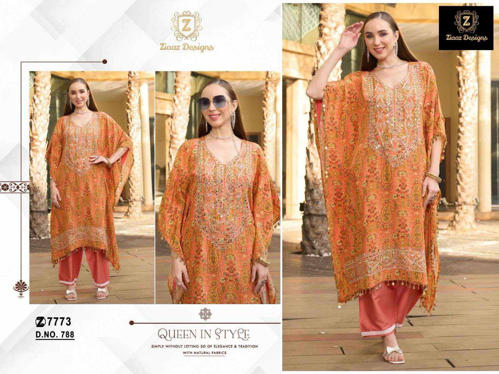Ziaaz Designs Code 788 to 792 Readymade Crepe Dress 5 pcs Catalogue