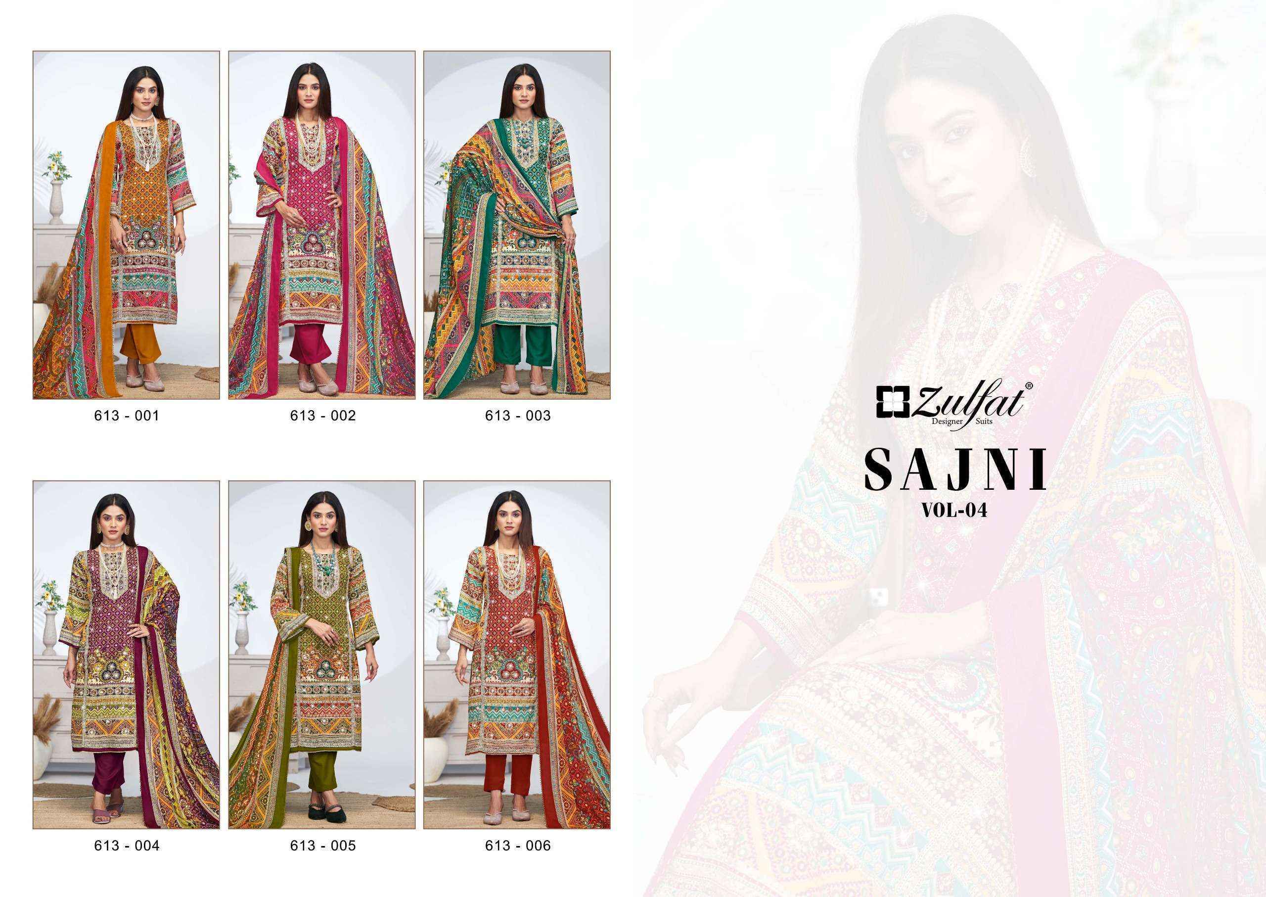 Zulfat Sajni Vol 4 Jam Cotton Dress Material 6 pcs Catalogue
