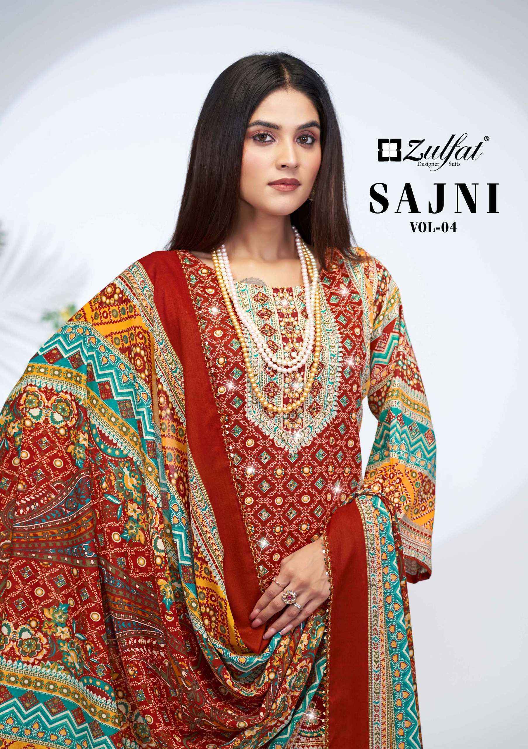 Zulfat Sajni Vol 4 Jam Cotton Dress Material 6 pcs Catalogue