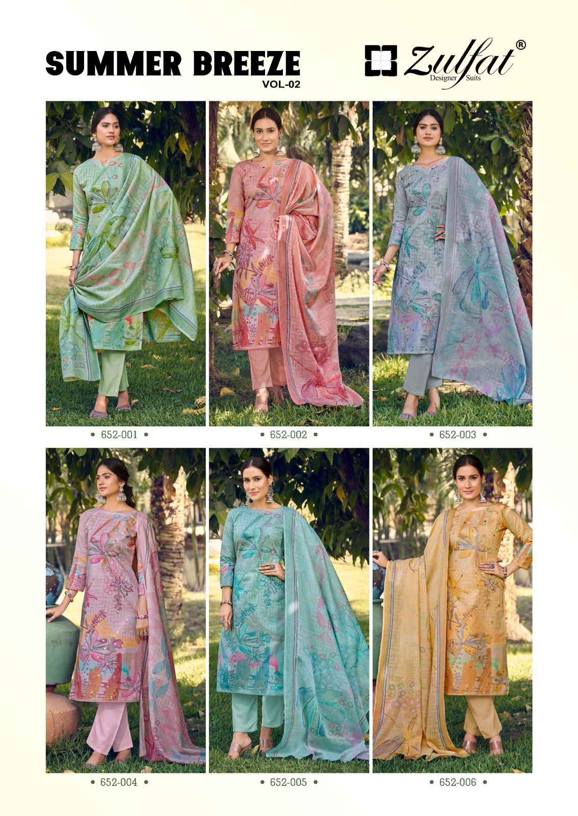 Zulfat Summer Breeze Vol 2 Cotton Dress Material 6 pcs Catalogue
