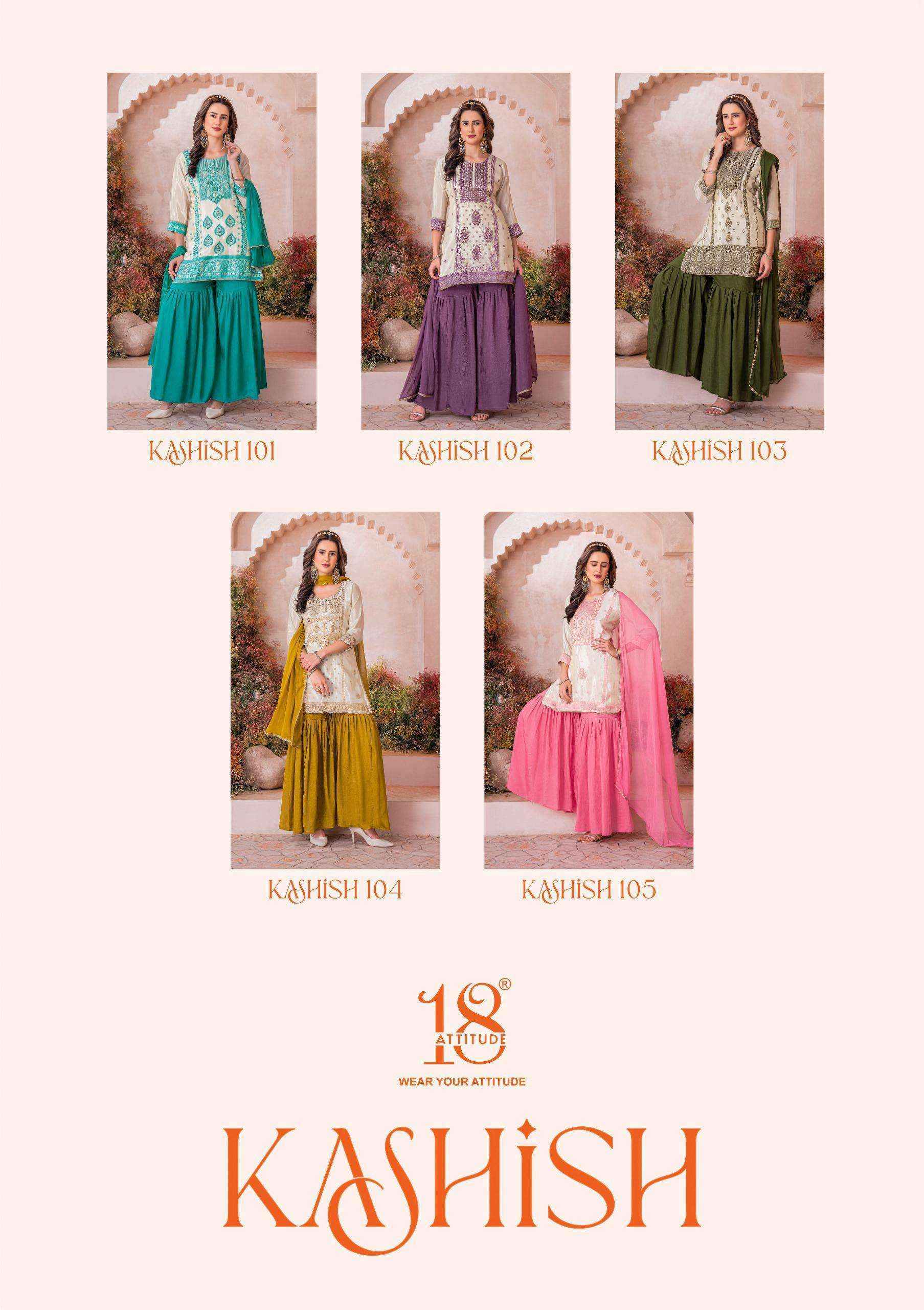 18 Attitude Kashish Viscouse Kurti Combo 5 pcs Catalogue