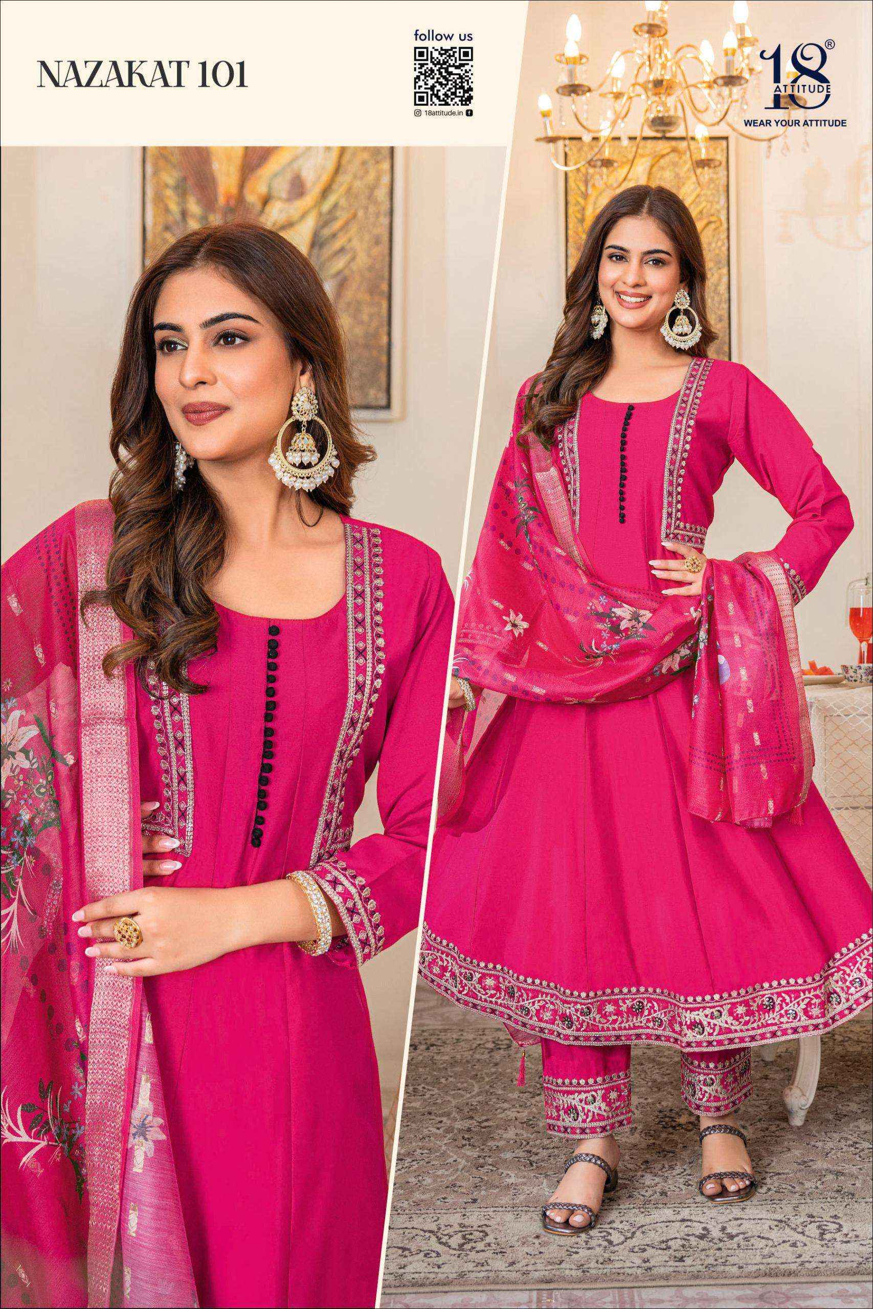 18 Attitude Nazakat Muslin Kurti Combo 4 pcs Catalogue
