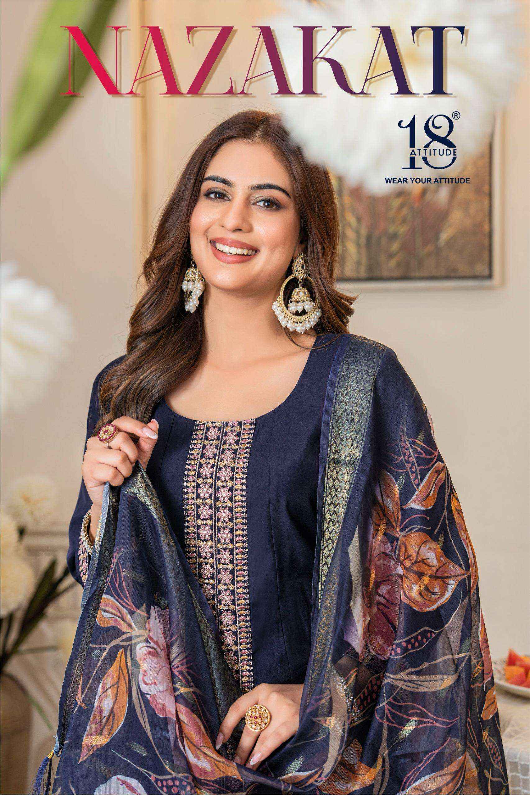 18 Attitude Nazakat Muslin Kurti Combo 4 pcs Catalogue