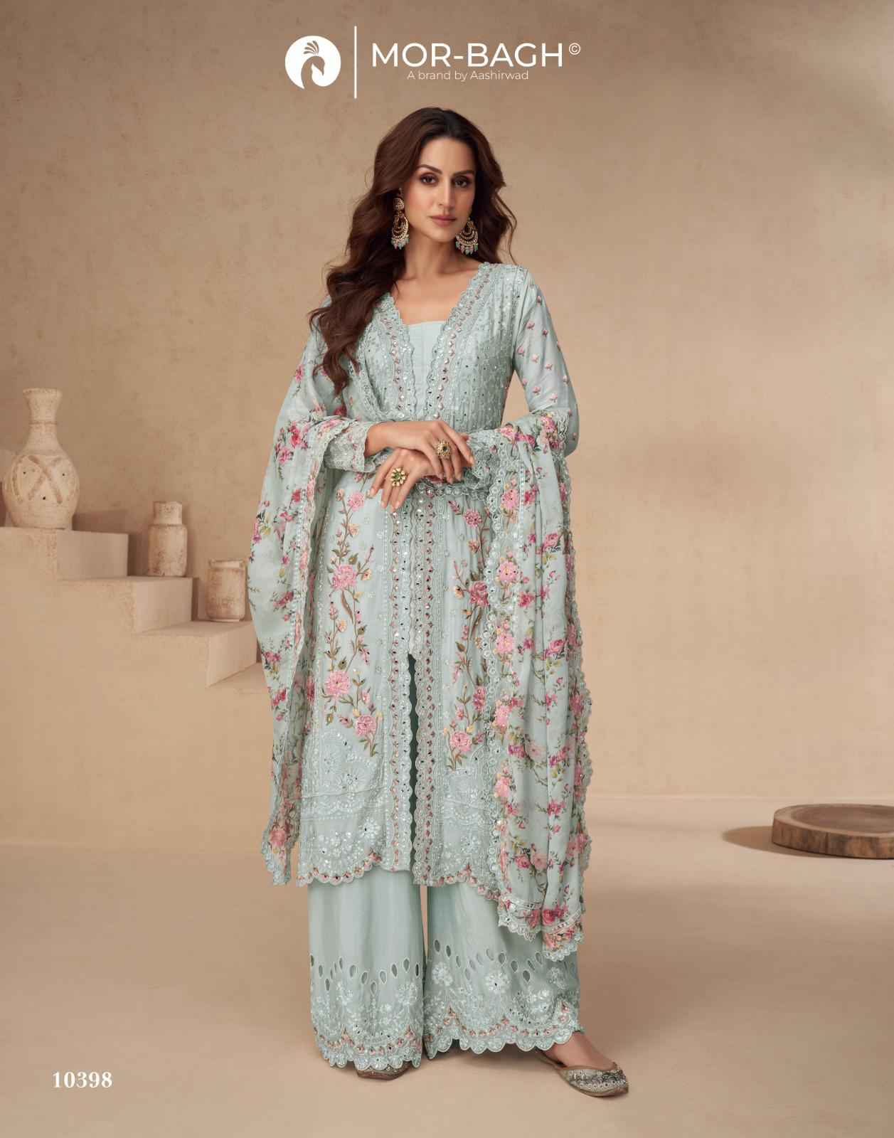 Aashirwad Creation Aarna Color Plus Readymade Chinon Silk Dress 5 pcs Catalogue