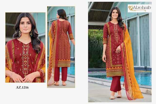 Alzohaib Sapphire Vol 1 Cotton Dress Material 4 pcs Catalogue