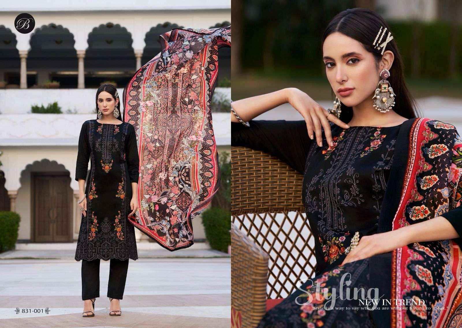 Belliza Zarqash Vol 4 Jam Dress Material 6 pcs Catalogue