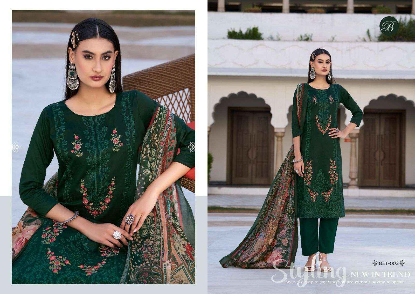 Belliza Zarqash Vol 4 Jam Dress Material 6 pcs Catalogue