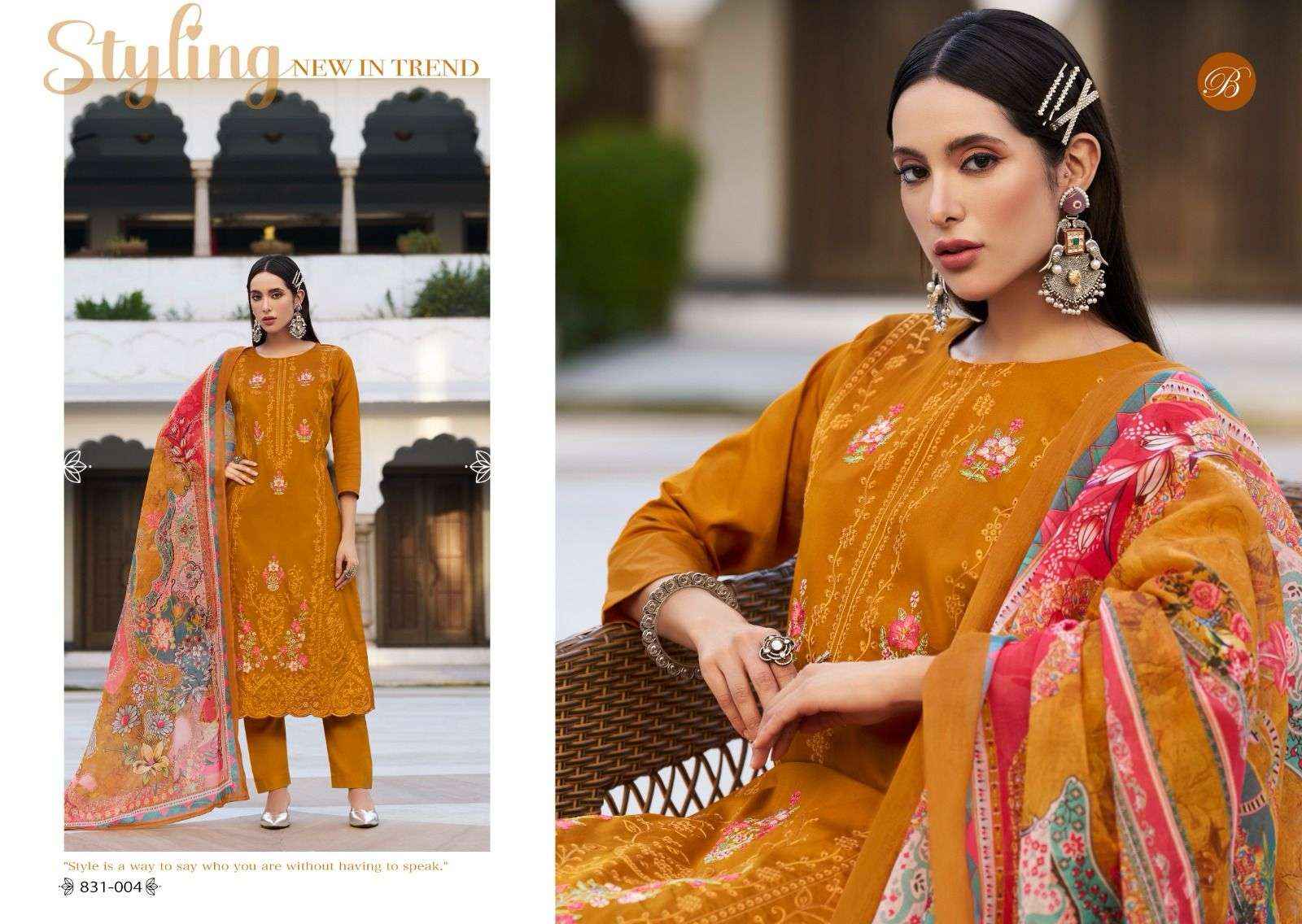 Belliza Zarqash Vol 4 Jam Dress Material 6 pcs Catalogue