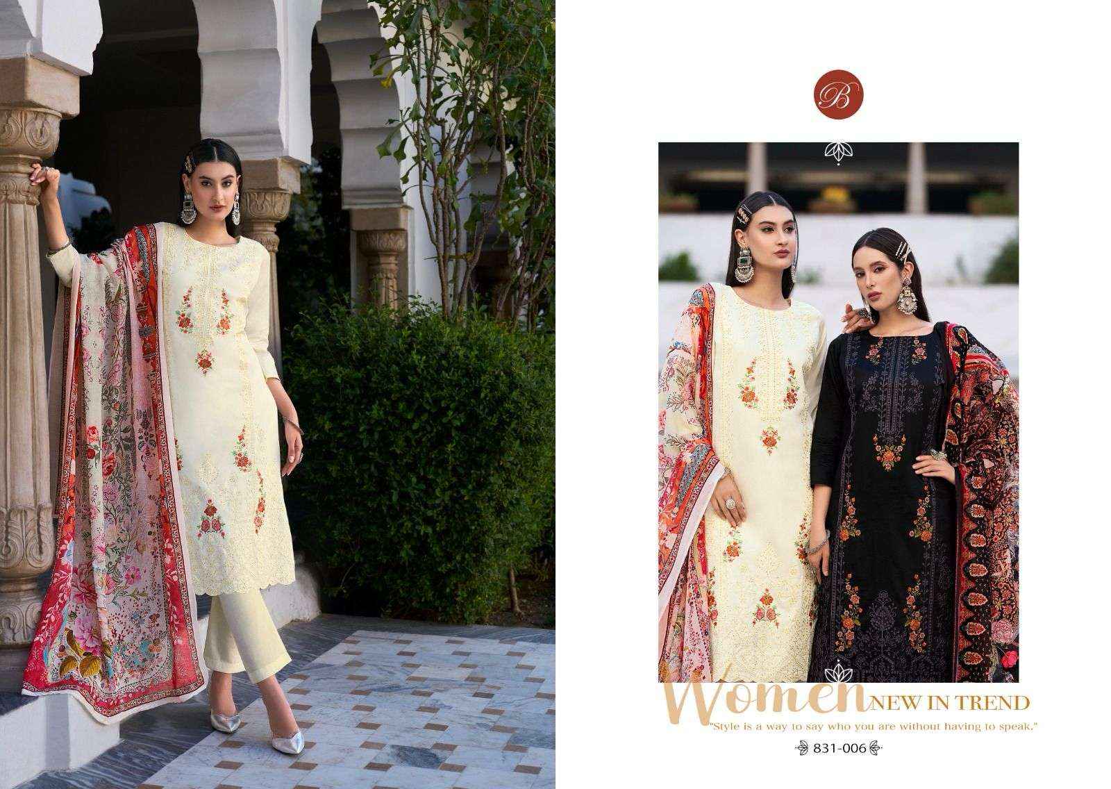 Belliza Zarqash Vol 4 Jam Dress Material 6 pcs Catalogue