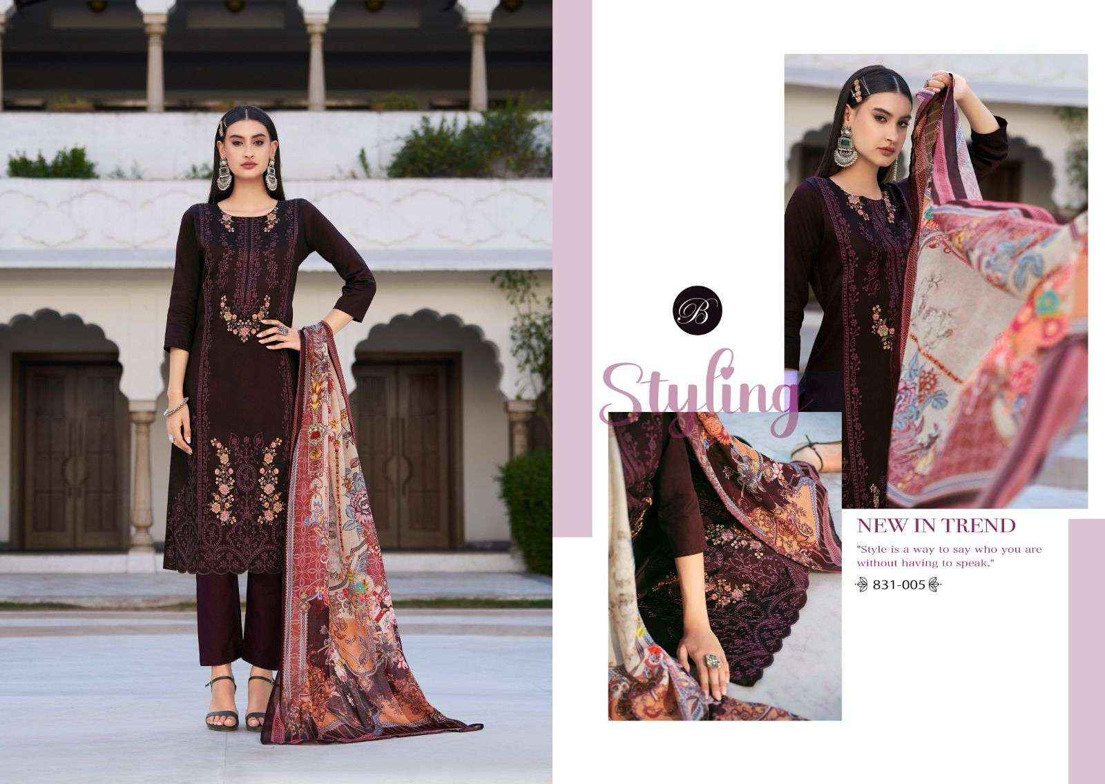 Belliza Zarqash Vol 4 Jam Dress Material 6 pcs Catalogue