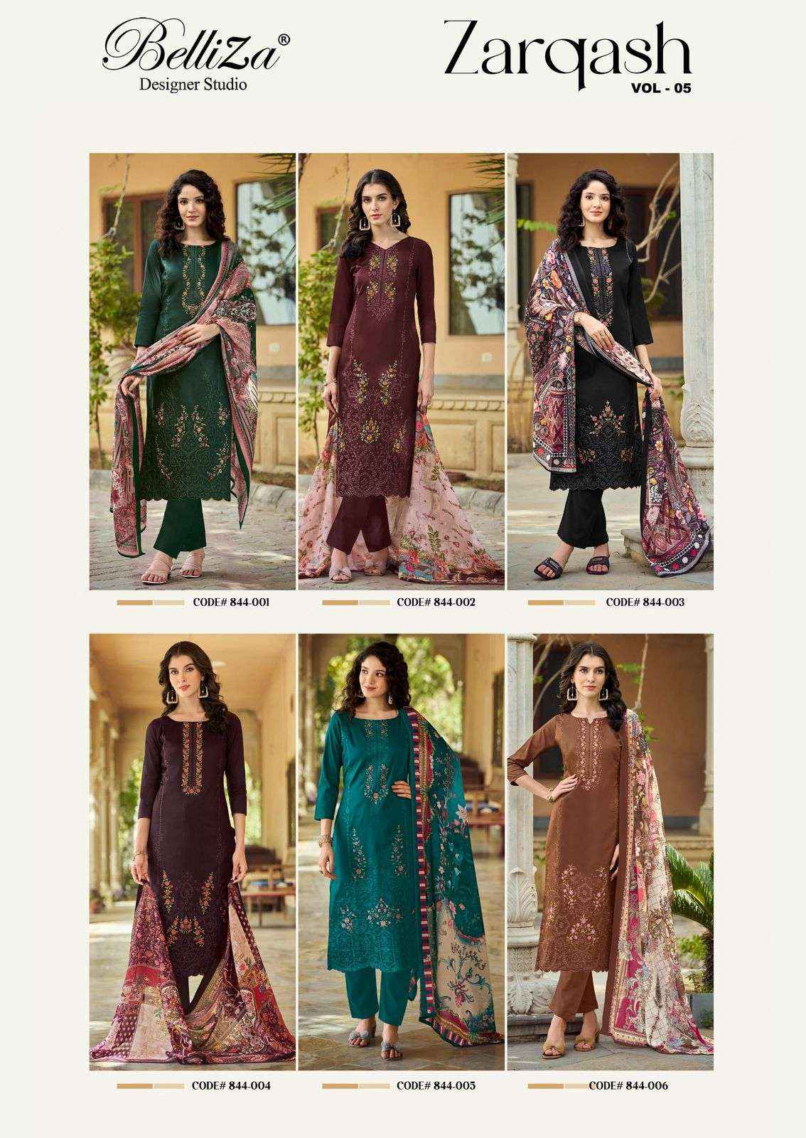 Belliza Zarqash Vol 5 Jam Cotton Dress Material 6 pcs Catalogue