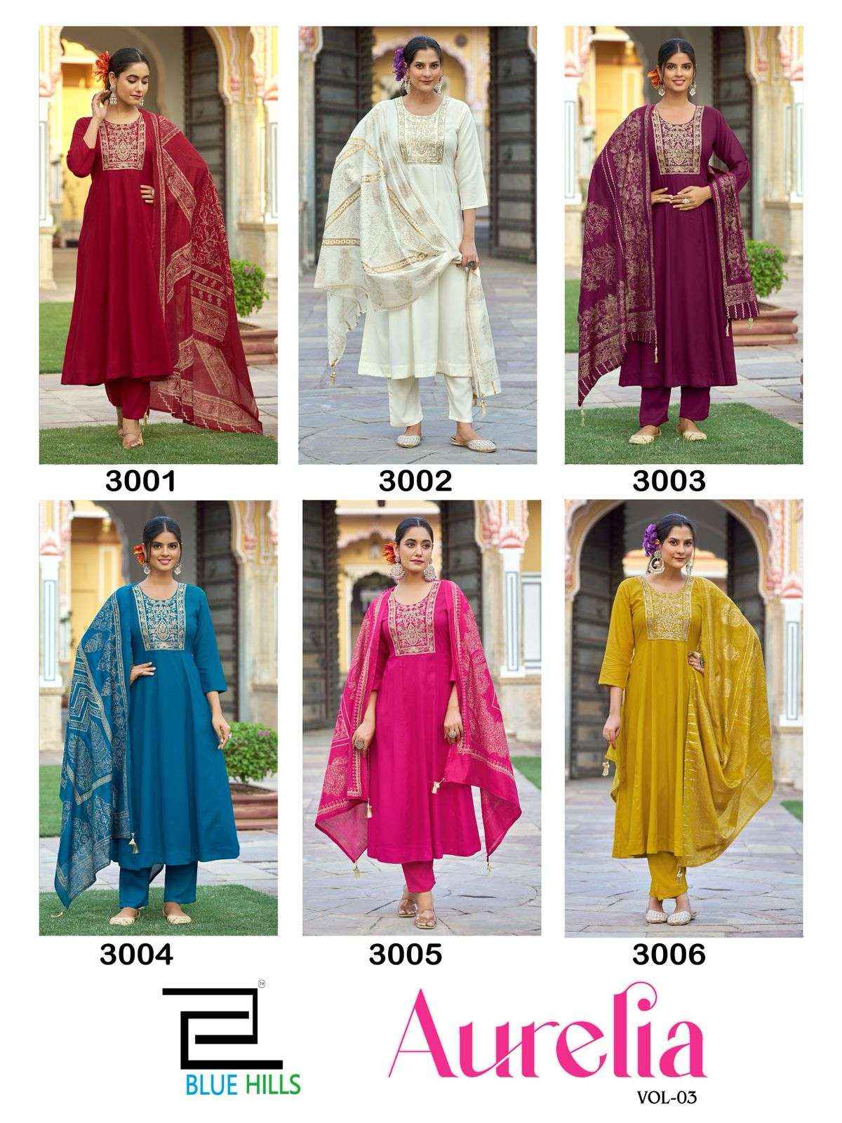 Blue Hills Aurelia Vol 3 Rayon Kurti Combo 6 pcs Catalogue