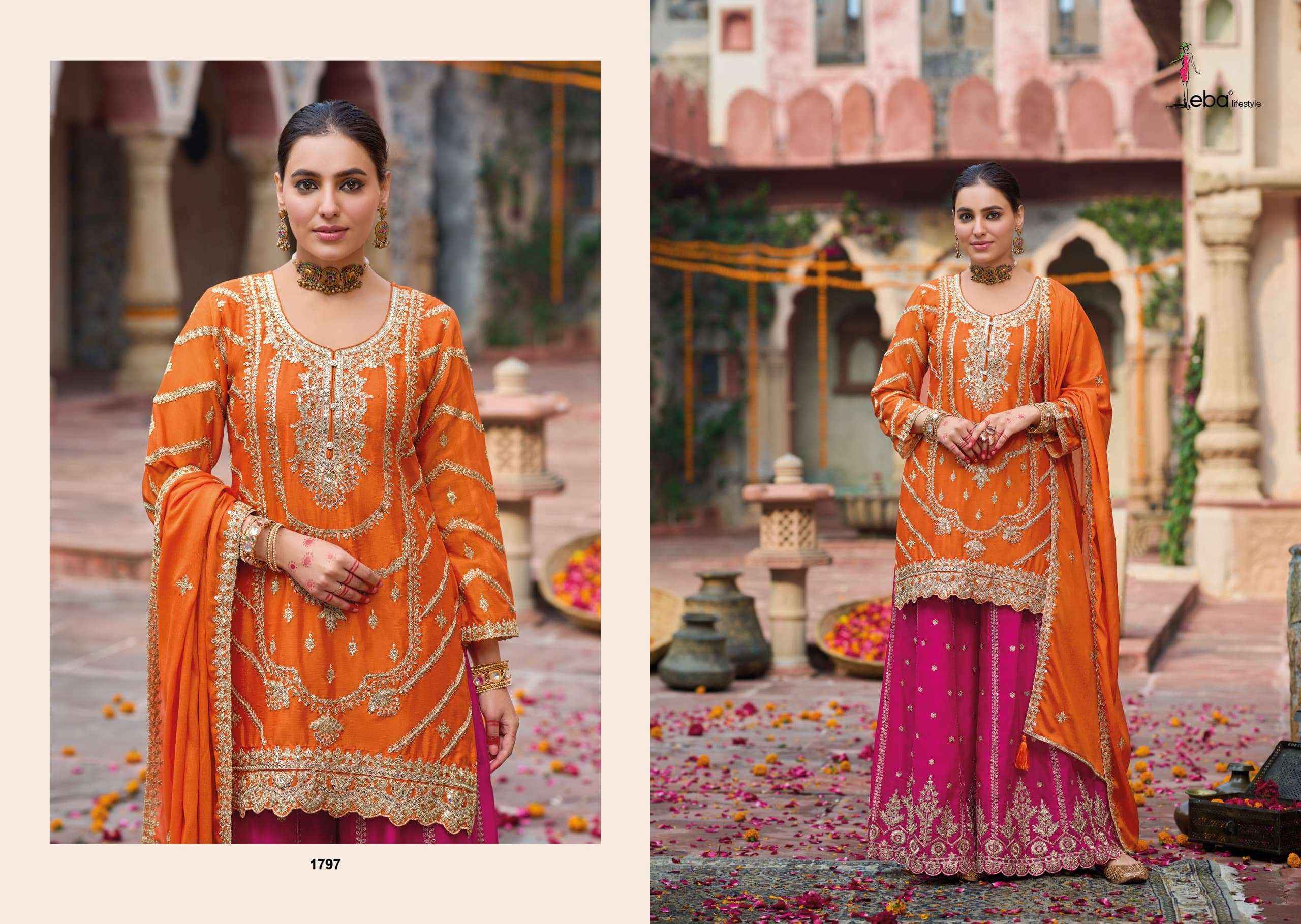 Eba Lifestyle Kanak Readymade Chinon Dress 3 pcs Catalogue