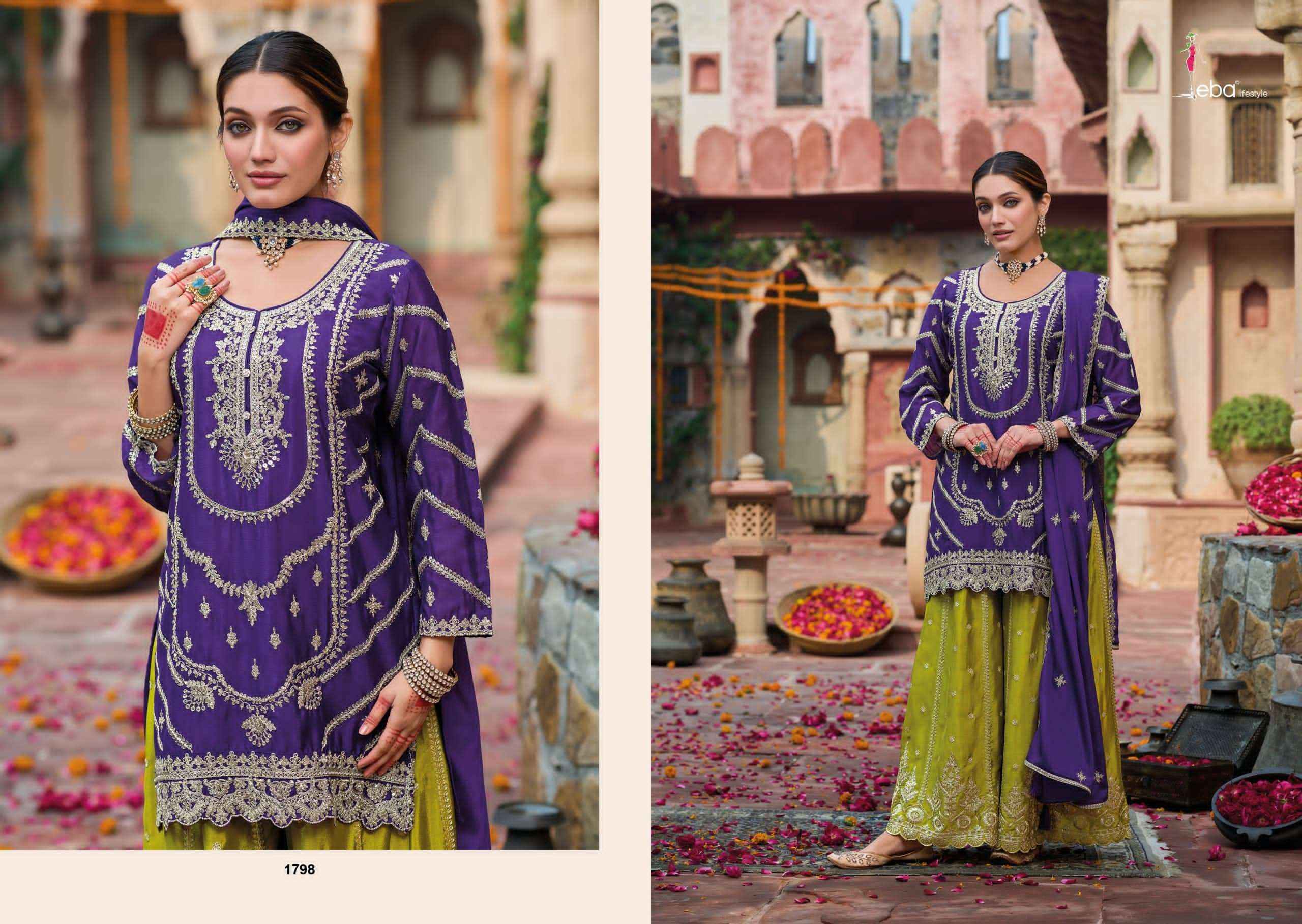Eba Lifestyle Kanak Readymade Chinon Dress 3 pcs Catalogue