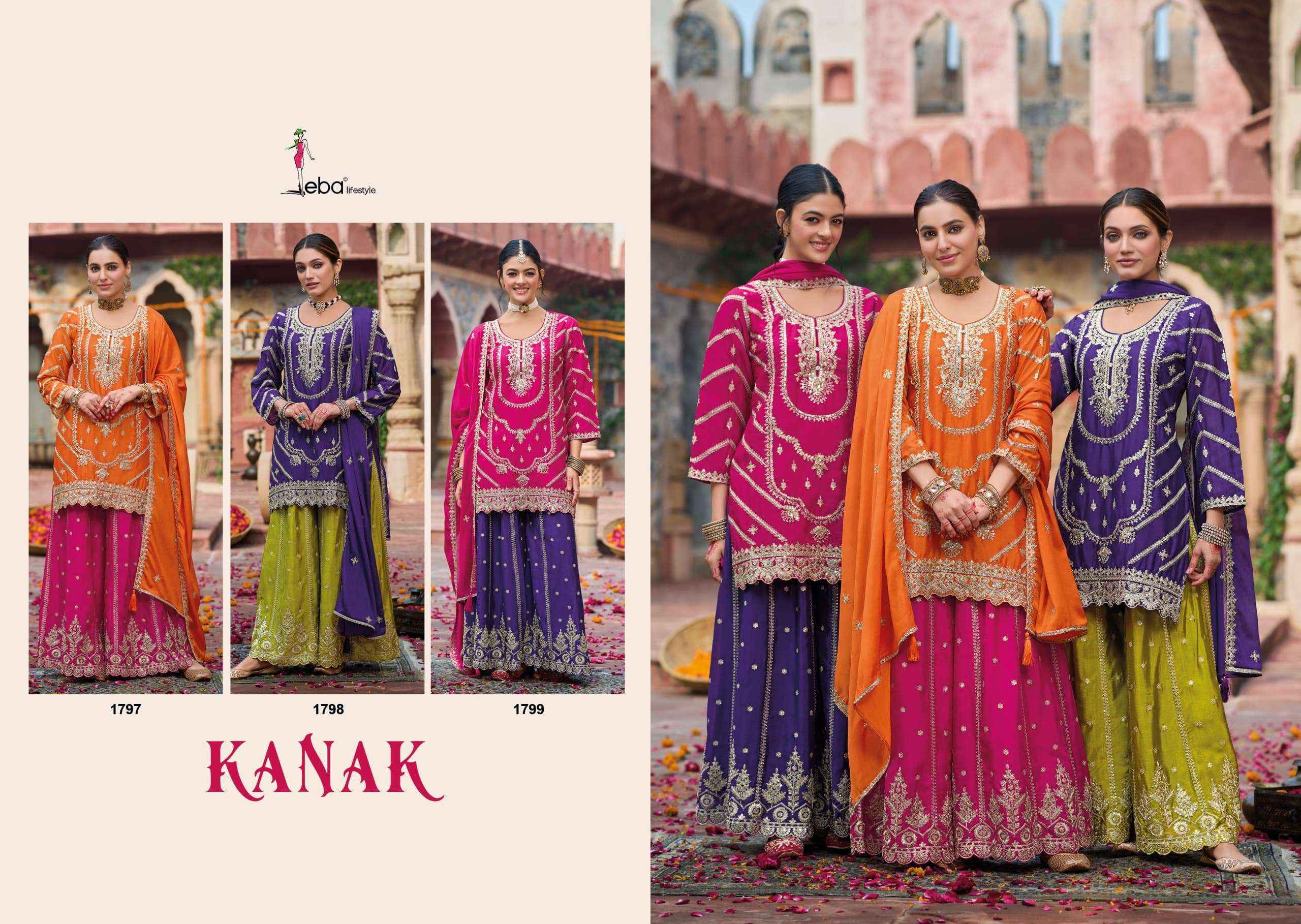 Eba Lifestyle Kanak Readymade Chinon Dress 3 pcs Catalogue