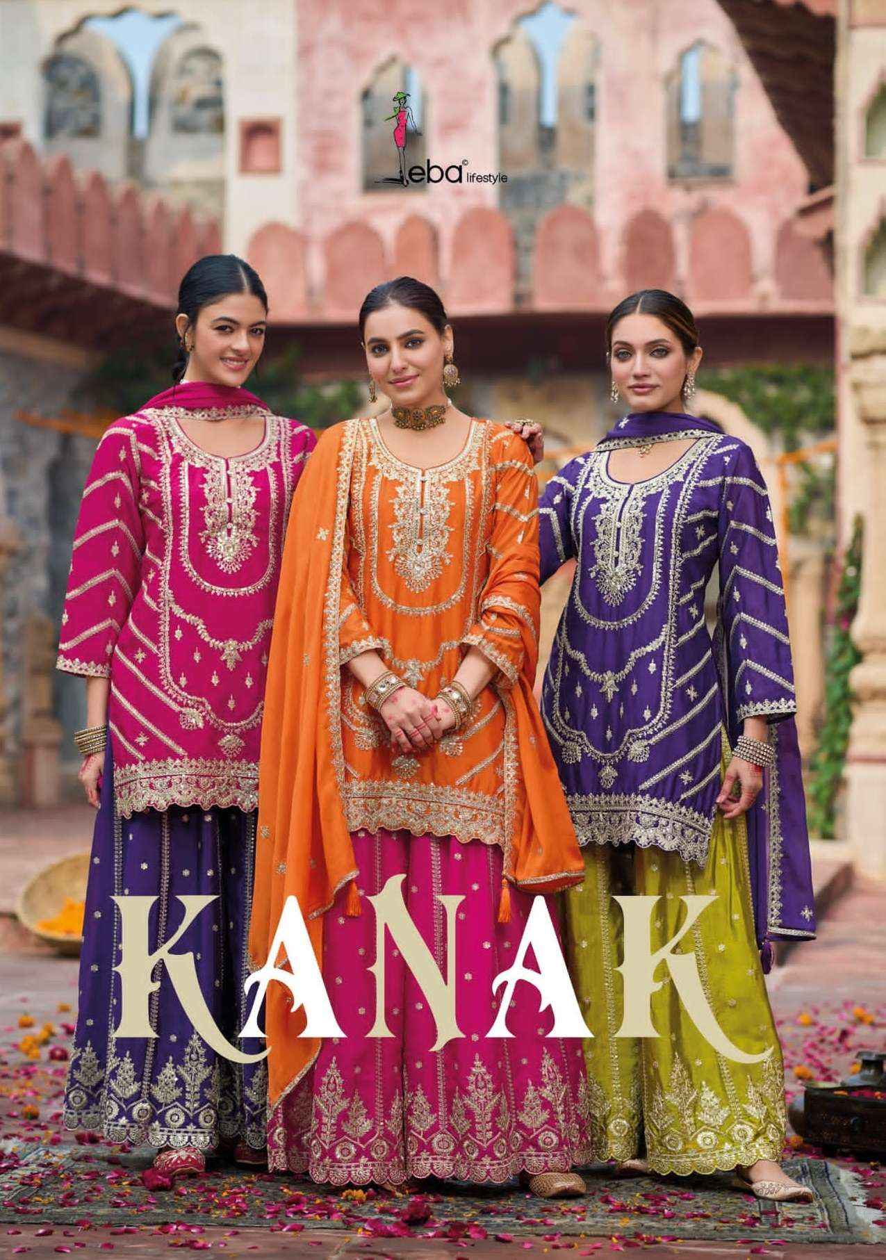 Eba Lifestyle Kanak Readymade Chinon Dress 3 pcs Catalogue