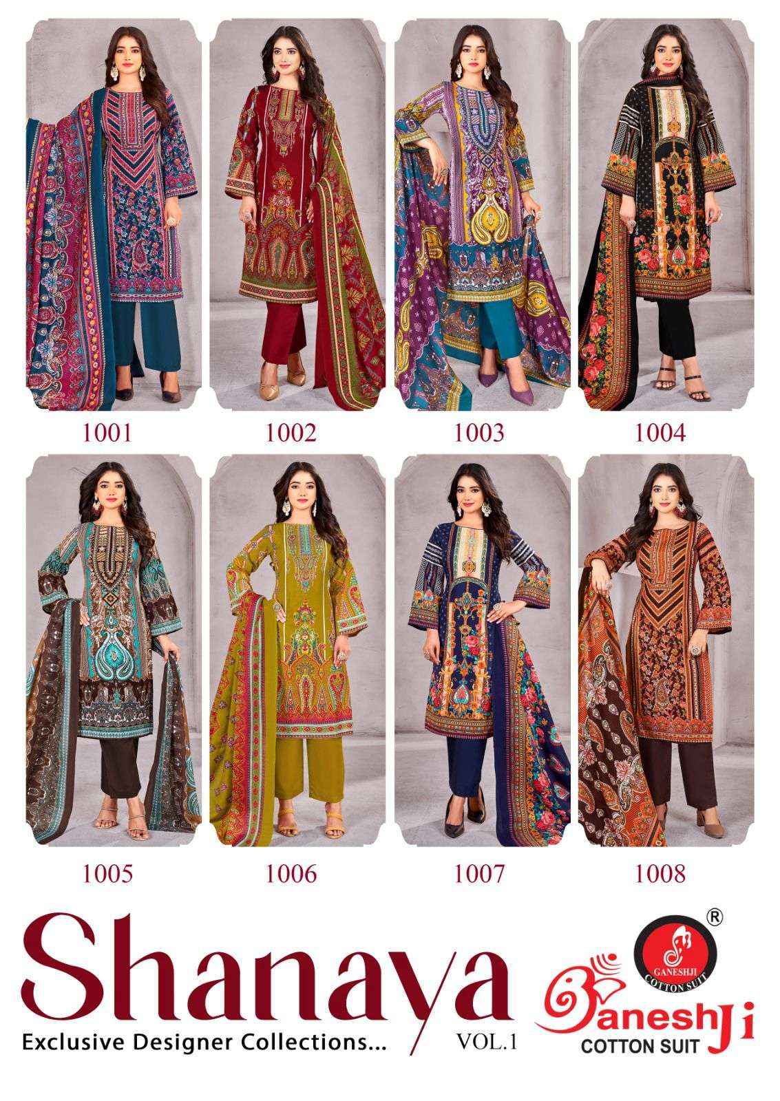 Ganesh Ji Shanaya Vol 1 Cotton Dress Material 8 pcs Catalogue