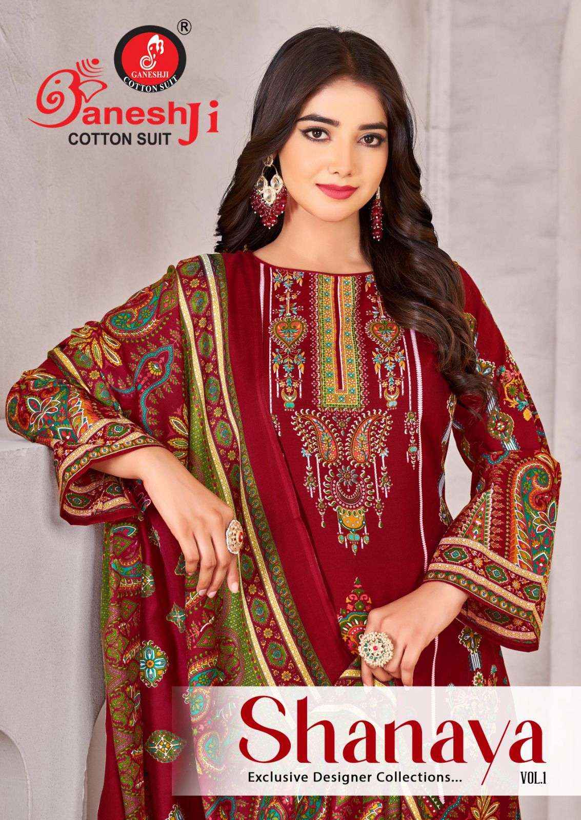 Ganesh Ji Shanaya Vol 1 Cotton Dress Material 8 pcs Catalogue