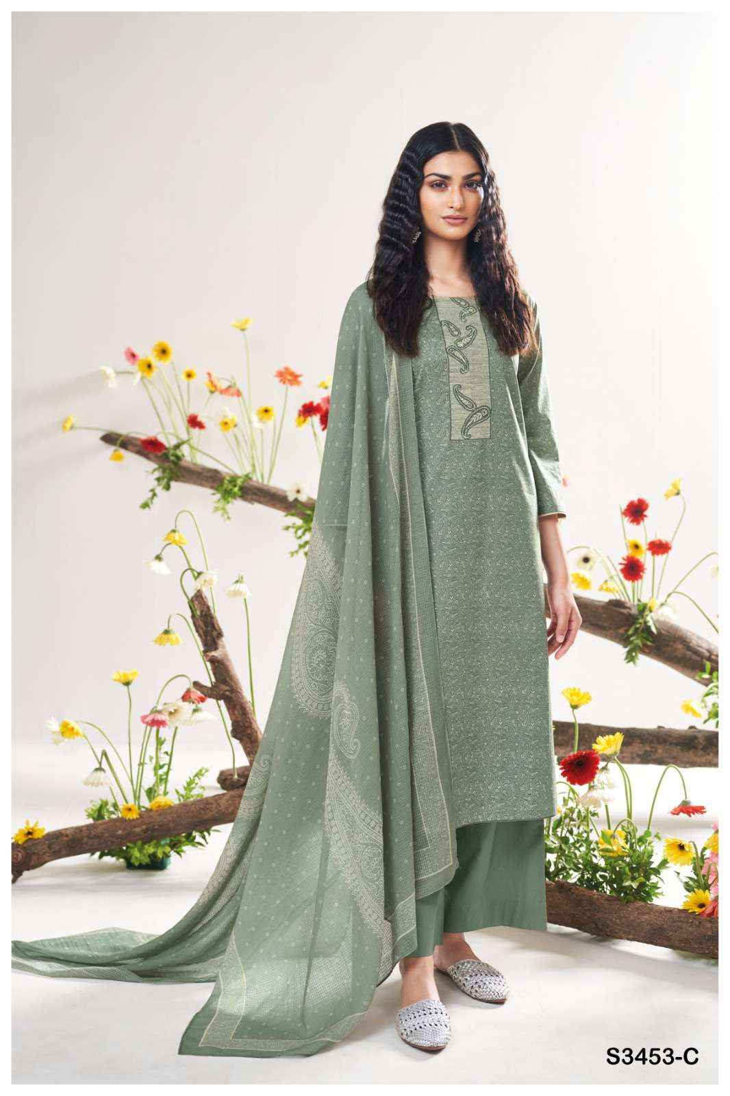 Ganga Deeandra 3453 Cotton Dress Material 4 pcs Catalogue