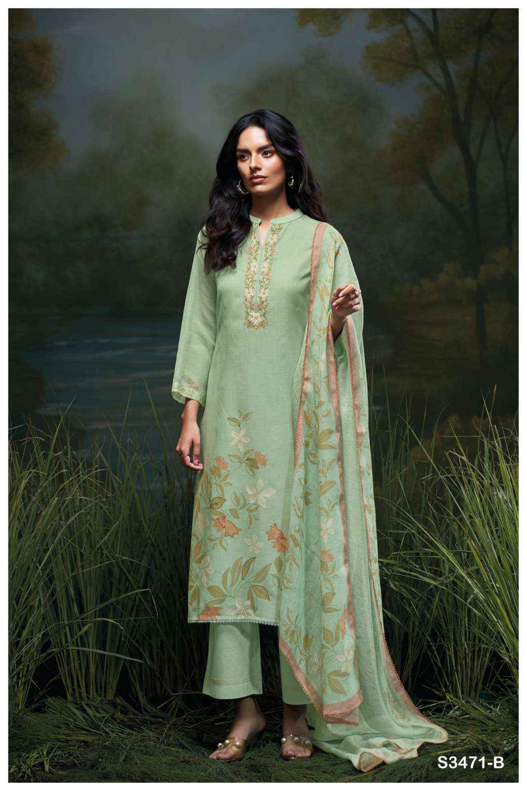 Ganga Genika 3471 Cotton Dress Material 4 pcs Catalogue