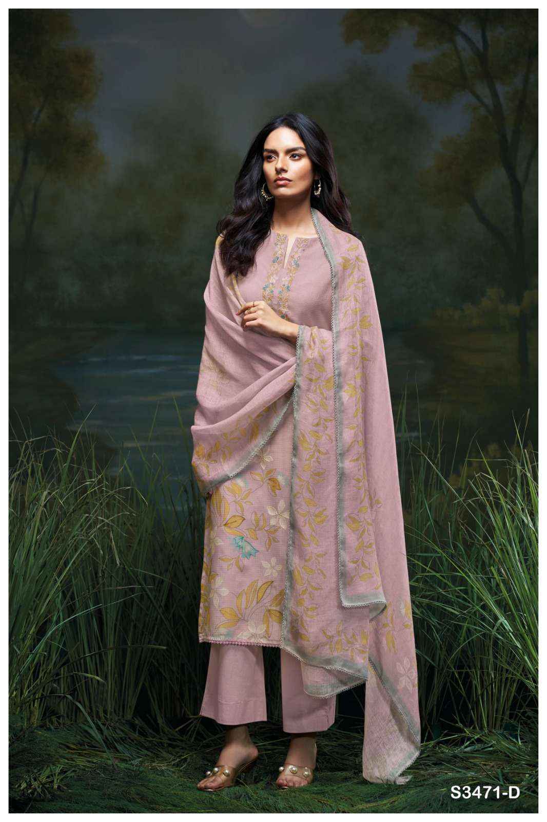 Ganga Genika 3471 Cotton Dress Material 4 pcs Catalogue