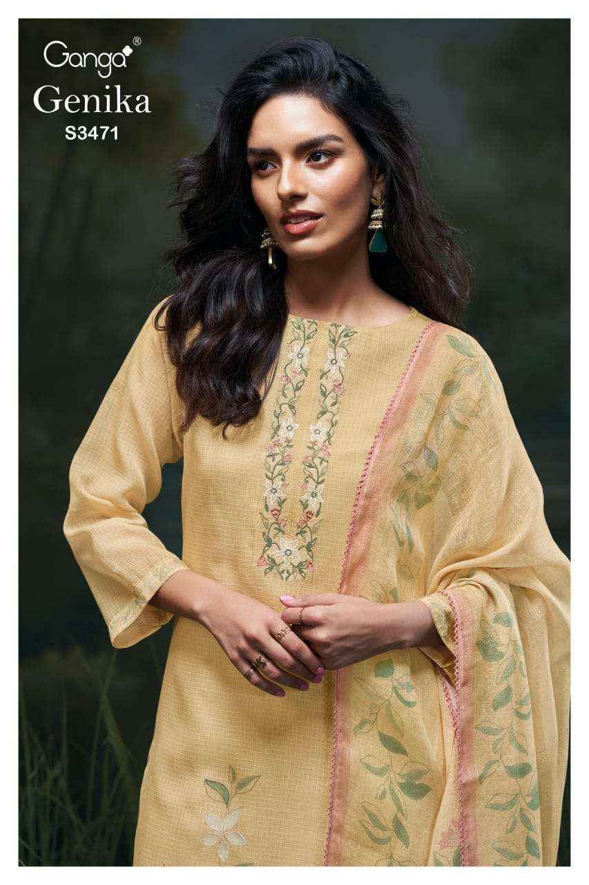 Ganga Genika 3471 Cotton Dress Material 4 pcs Catalogue