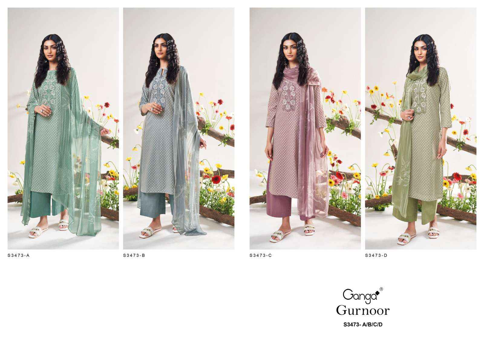 Ganga Gurnoor 3473 Cotton Dress Material 4 pcs Catalogue