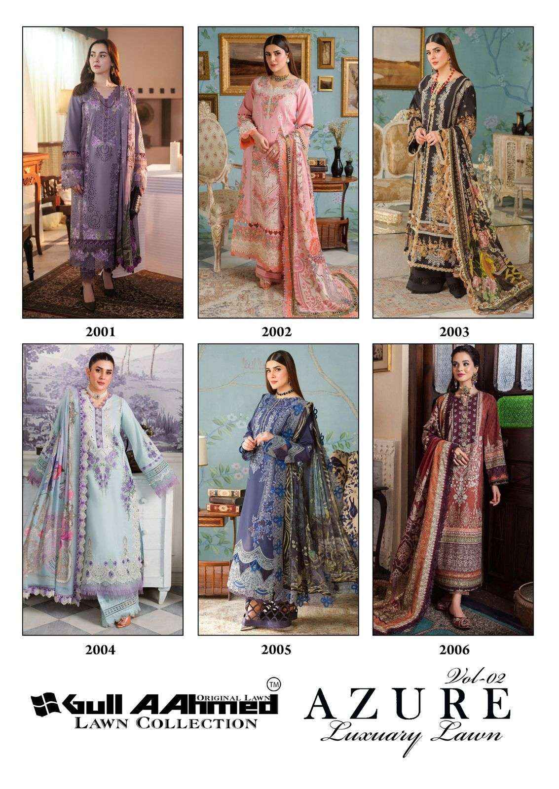 Gull Aahmed Azure Vol 2 Lawn Cotton Dress Material 6 pcs Catalogue