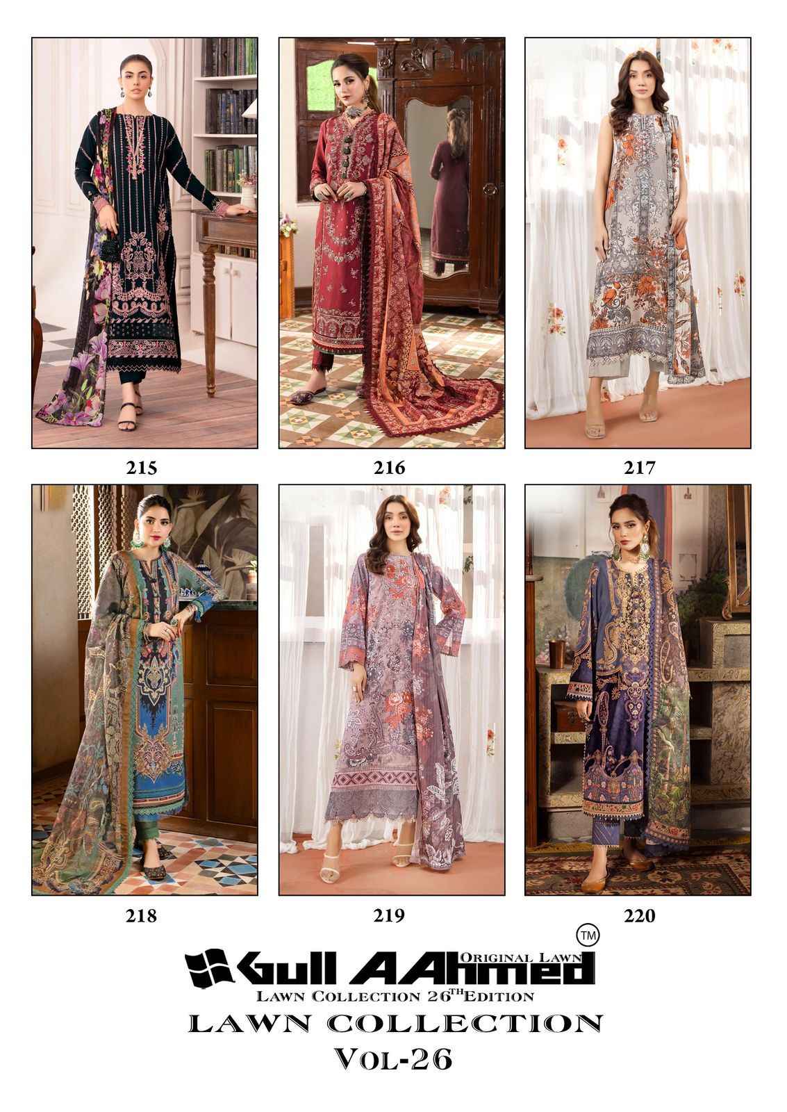 Gull Aahmed Lawn Collection Vol 26 Lawn Cotton Dress Material 6 pcs Catalogue