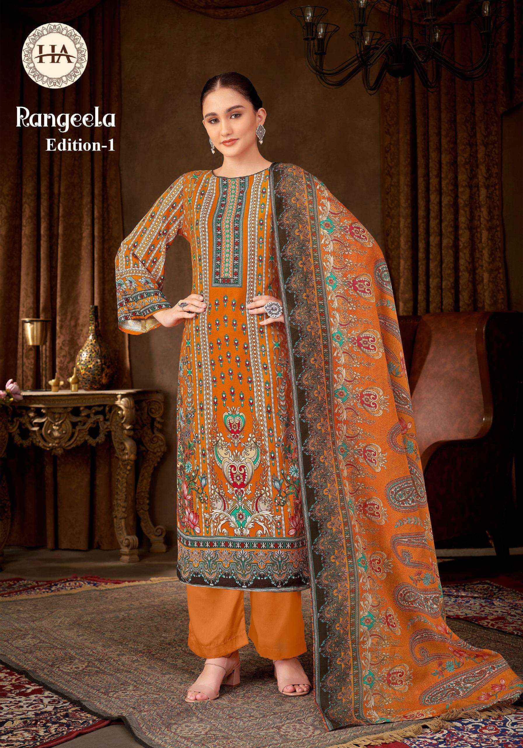 Harshit Fashion Rangeela Vol 1 Viscose Rayon Dress Material 8 pcs Catalogue