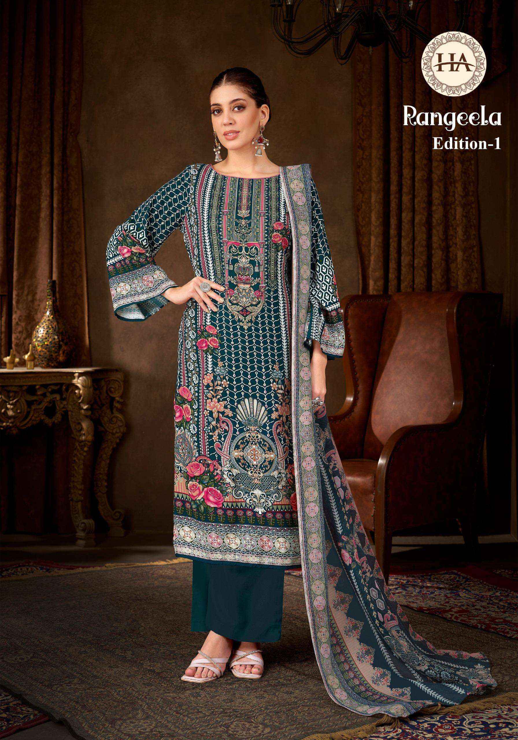 Harshit Fashion Rangeela Vol 1 Viscose Rayon Dress Material 8 pcs Catalogue