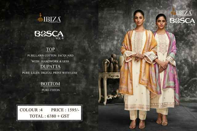 Ibiza Bosco Vol 9 Lawn Cotton Dress Material 4 Pc Catalogue