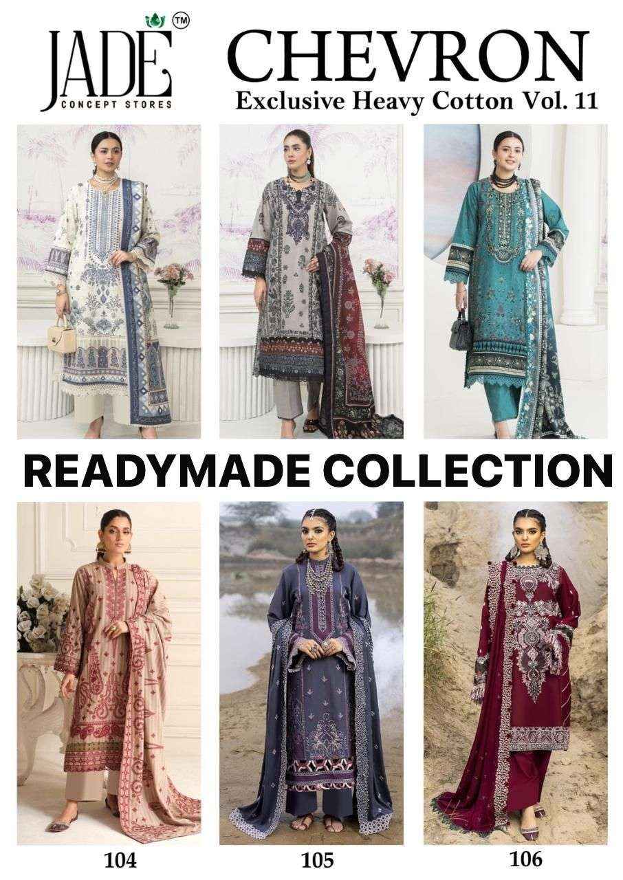 Jade Chevron Vol 11 Readymade Lawn Cotton Dress 6 Pcs Catalogue